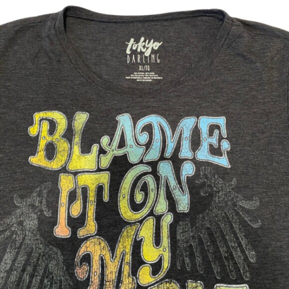 Aeropostale Tokyo Darling BLAME IT ON MY HIPPIE SOUL Women's Tee Size XL - Picture 3 of 6